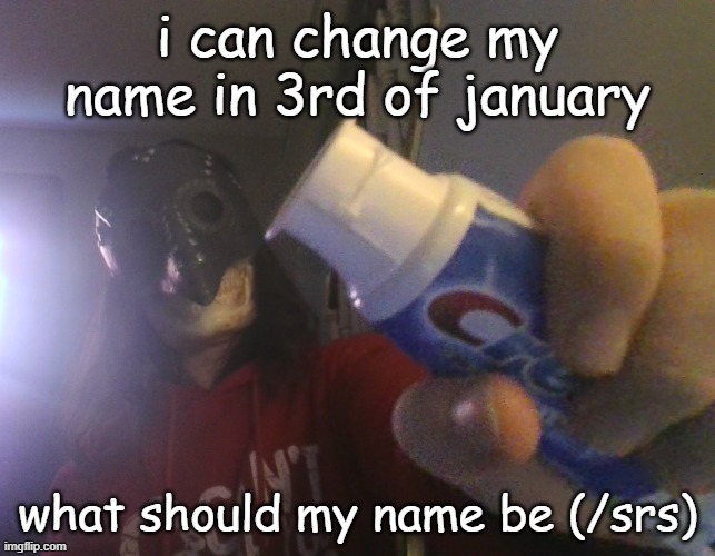 i typed this title with my beak | i can change my name in 3rd of january; what should my name be (/srs) | image tagged in i typed this title with my beak | made w/ Imgflip meme maker