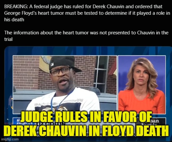 Judge rules samples can be tested | JUDGE RULES IN FAVOR OF DEREK CHAUVIN IN FLOYD DEATH | image tagged in george floyd,riots,looting,police,blue lives matter,blm | made w/ Imgflip meme maker