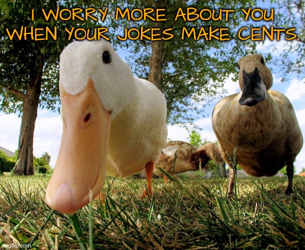 I WORRY MORE ABOUT YOU WHEN YOUR JOKES MAKE CENTS. | made w/ Imgflip meme maker