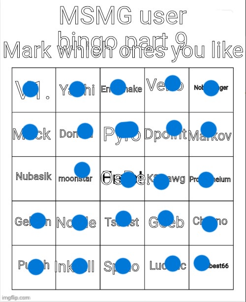 MSMG user bingo part 9 | image tagged in msmg user bingo part 9 | made w/ Imgflip meme maker