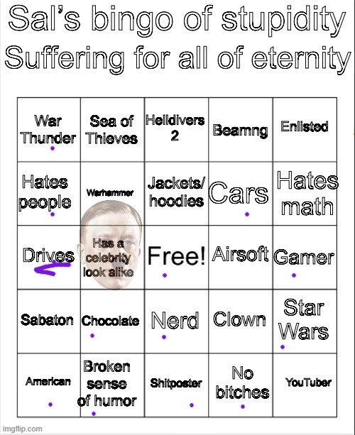 Sal’s bingo | image tagged in sal s bingo | made w/ Imgflip meme maker