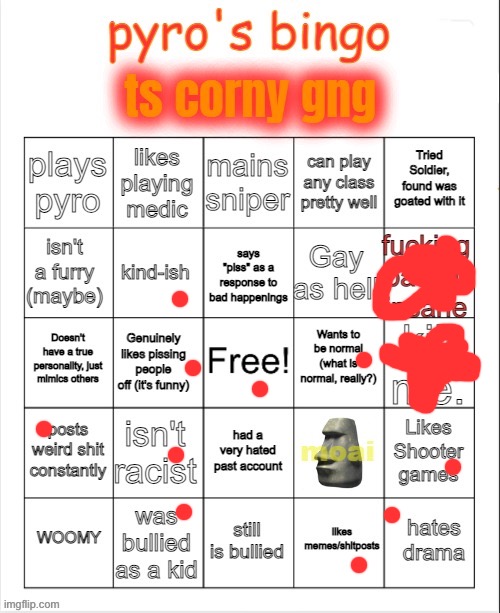 Pyro's bingo | image tagged in pyro's bingo | made w/ Imgflip meme maker