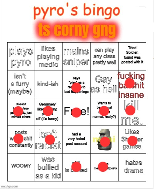 a singular bingo | image tagged in pyro's bingo | made w/ Imgflip meme maker