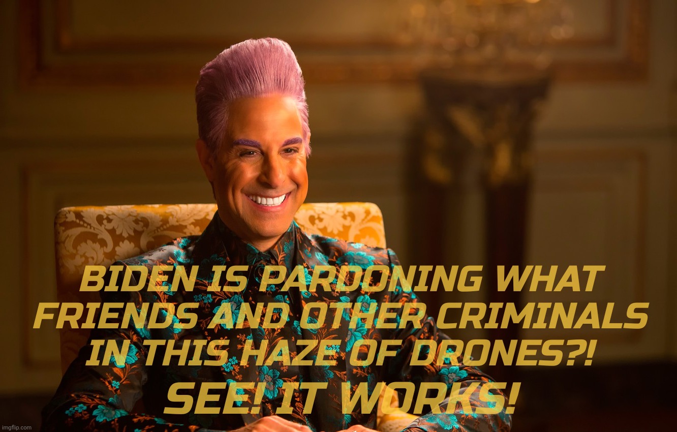 Caesar Fl | BIDEN IS PARDONING WHAT FRIENDS AND OTHER CRIMINALS
IN THIS HAZE OF DRONES?! SEE! IT WORKS! | image tagged in caesar fl | made w/ Imgflip meme maker