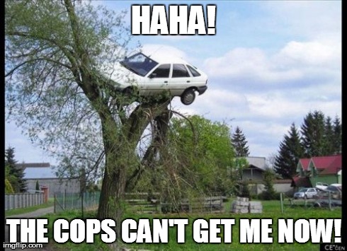 Secure Parking | HAHA! THE COPS CAN'T GET ME NOW! | image tagged in memes,secure parking | made w/ Imgflip meme maker