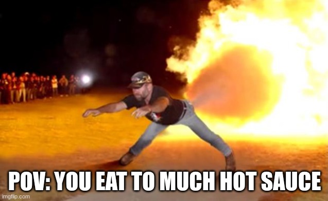 Fart Flames | POV: YOU EAT TO MUCH HOT SAUCE | image tagged in fart flames | made w/ Imgflip meme maker