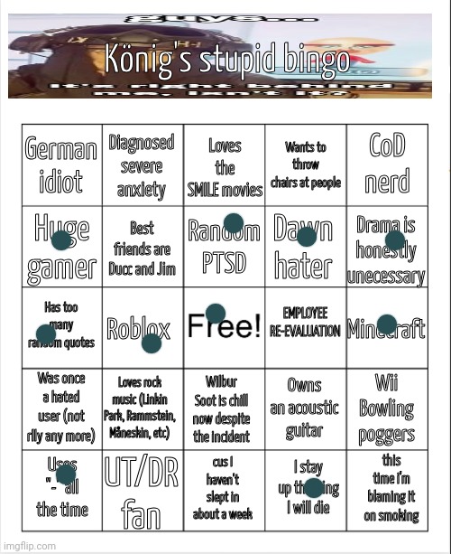 No bingo | image tagged in konig's stupid bingo,memes,msmg | made w/ Imgflip meme maker