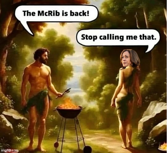 Even Adam Knows | image tagged in kamala mcrib meme | made w/ Imgflip meme maker