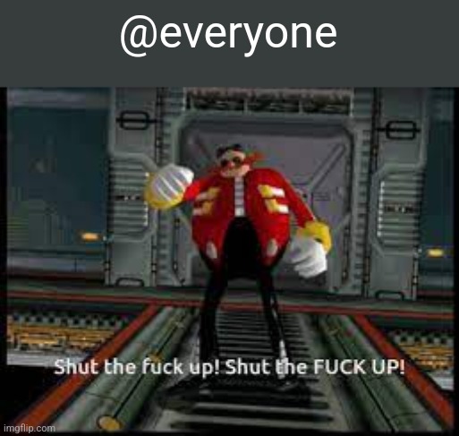 stop fighting and MAKE OUT ALREADY | @everyone | image tagged in eggman saying shut up | made w/ Imgflip meme maker