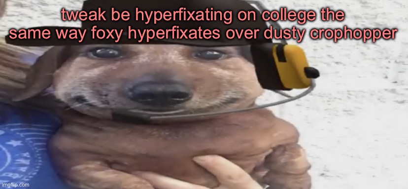 like cro it ain’t that big a deal | tweak be hyperfixating on college the same way foxy hyperfixates over dusty crophopper | image tagged in chucklenuts | made w/ Imgflip meme maker