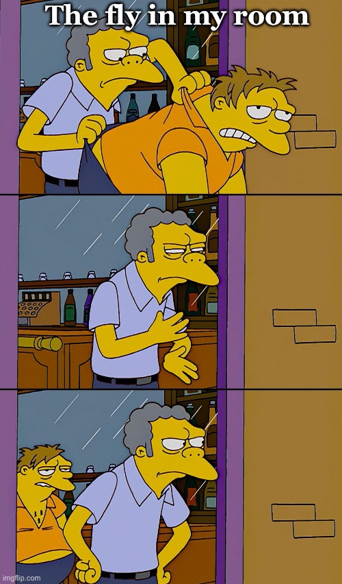 Kicking out Simpsons | The fly in my room | image tagged in kicking out simpsons | made w/ Imgflip meme maker