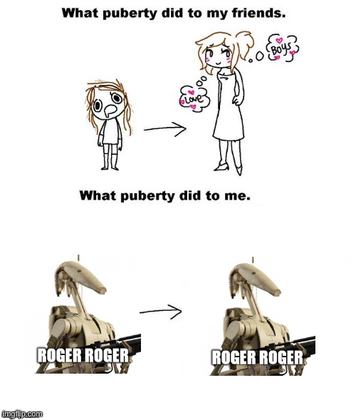 Roger roger | image tagged in what puberty did to me | made w/ Imgflip meme maker