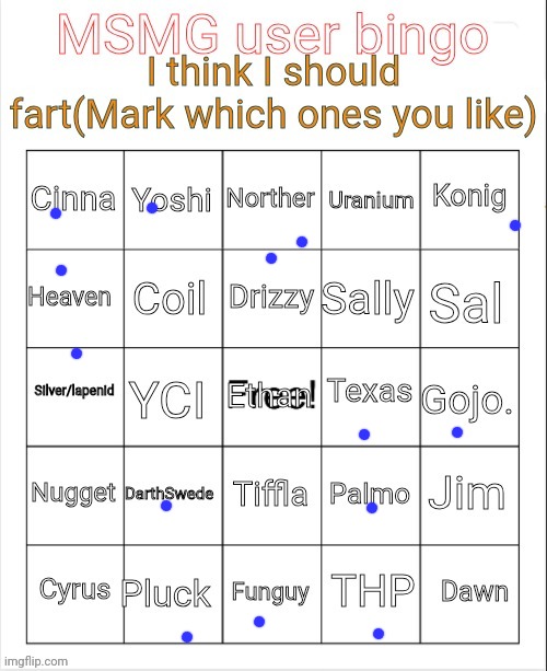 MSMG user bingo | image tagged in msmg user bingo | made w/ Imgflip meme maker