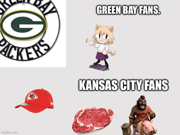 NFL | GREEN BAY FANS. KANSAS CITY FANS | image tagged in nfl,controversial,argument,nfl football,football,true | made w/ Imgflip meme maker