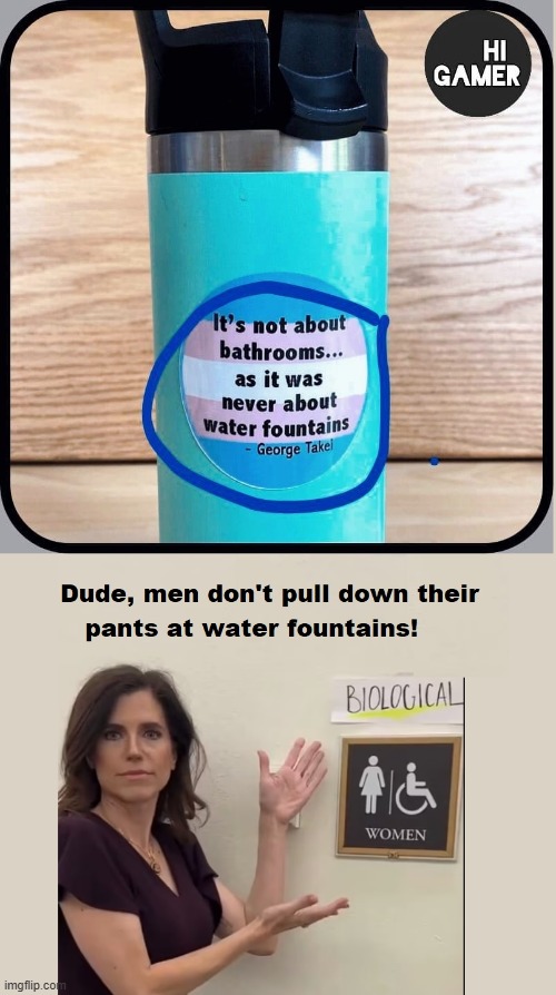 Trans bathroom water fountain | image tagged in trans,waterfountain,mace,bathroom,restroom,transwoman | made w/ Imgflip meme maker