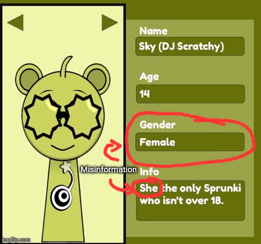 Sprunkstard character bio misinformation (credits to creator of bio) | Misinformation | made w/ Imgflip meme maker