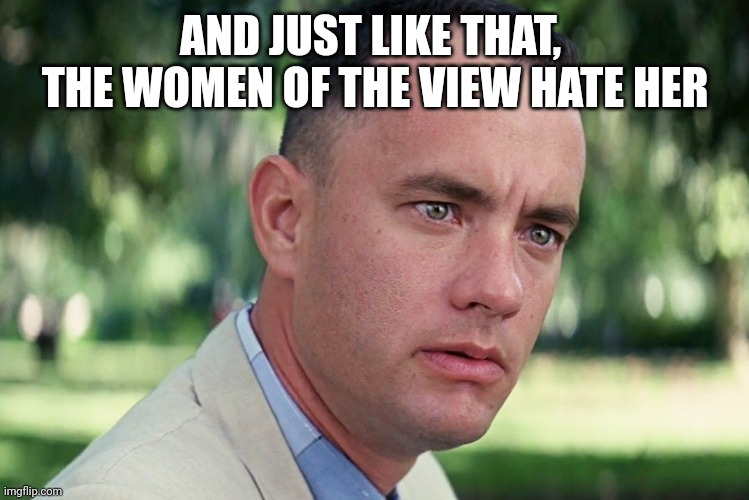 And Just Like That Meme | AND JUST LIKE THAT, 
THE WOMEN OF THE VIEW HATE HER | image tagged in memes,and just like that | made w/ Imgflip meme maker