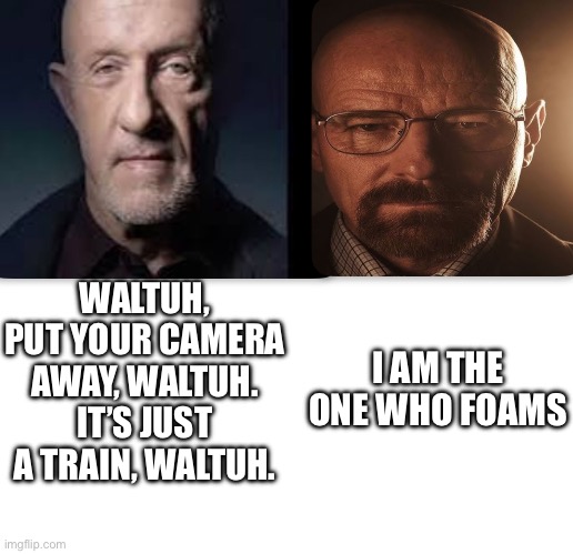 Waltuh | WALTUH, PUT YOUR CAMERA AWAY, WALTUH. IT’S JUST A TRAIN, WALTUH. I AM THE ONE WHO FOAMS | image tagged in train,foamer,railfan | made w/ Imgflip meme maker