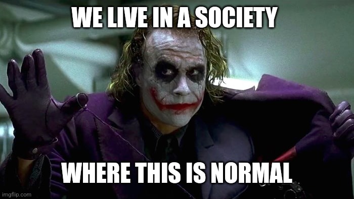 We live in a society | WE LIVE IN A SOCIETY WHERE THIS IS NORMAL | image tagged in we live in a society | made w/ Imgflip meme maker