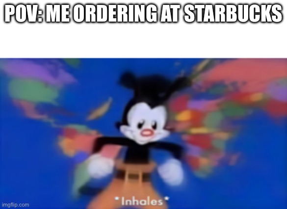 Yakko inhale | POV: ME ORDERING AT STARBUCKS | image tagged in yakko inhale | made w/ Imgflip meme maker