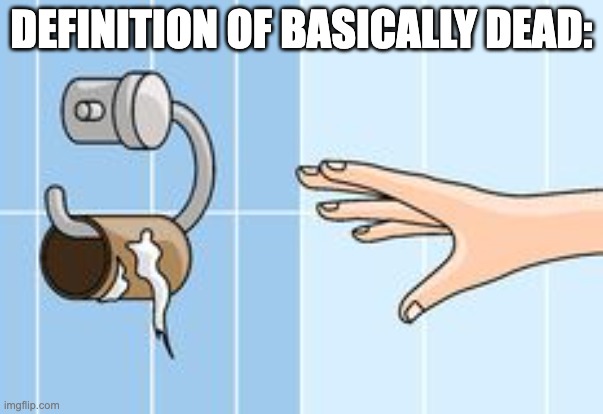 Empty Toilet Roll | DEFINITION OF BASICALLY DEAD: | image tagged in empty toilet roll | made w/ Imgflip meme maker