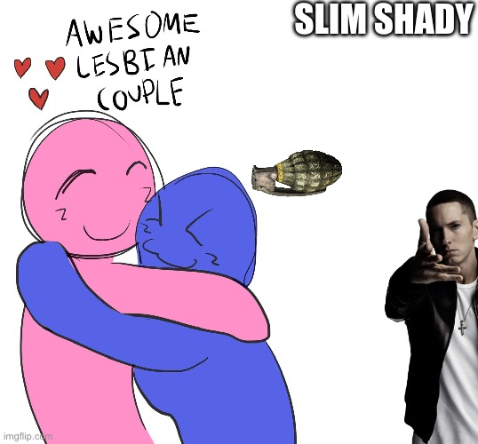 Awesome Lesbian Couple | SLIM SHADY | image tagged in awesome lesbian couple | made w/ Imgflip meme maker