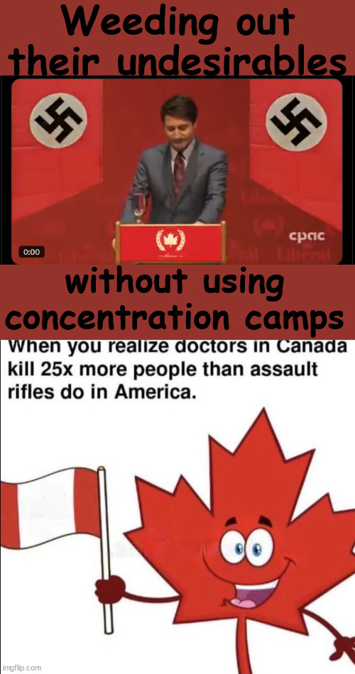 They have other options if their healthcare wait line is too long | Weeding out their undesirables; without using concentration camps | image tagged in meanwhile in canada | made w/ Imgflip meme maker