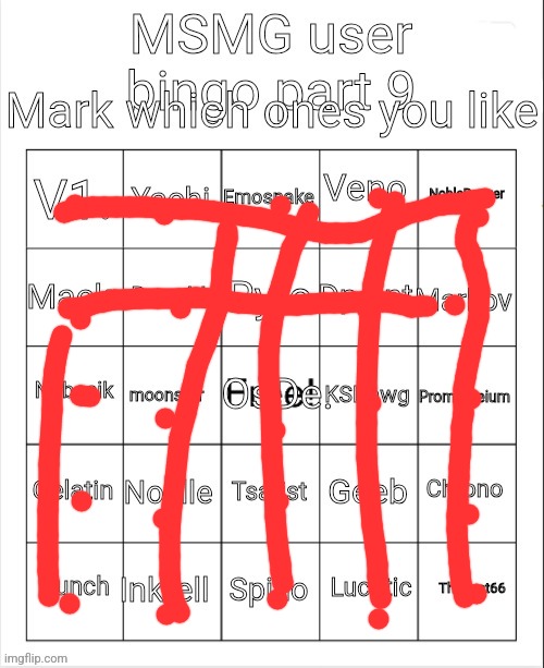 MSMG user bingo part 9 | image tagged in msmg user bingo part 9 | made w/ Imgflip meme maker