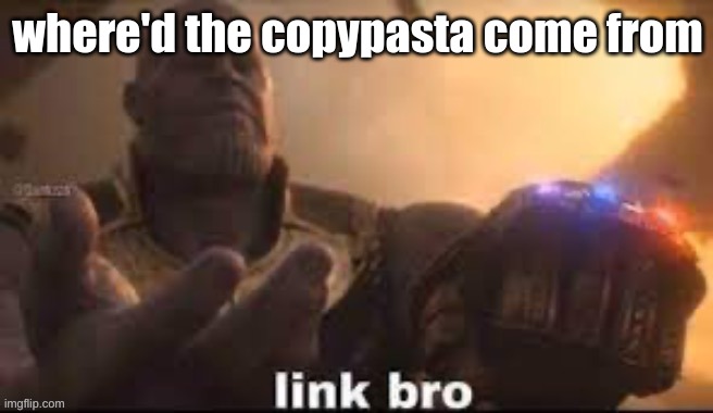 link bro | where'd the copypasta come from | image tagged in link bro | made w/ Imgflip meme maker