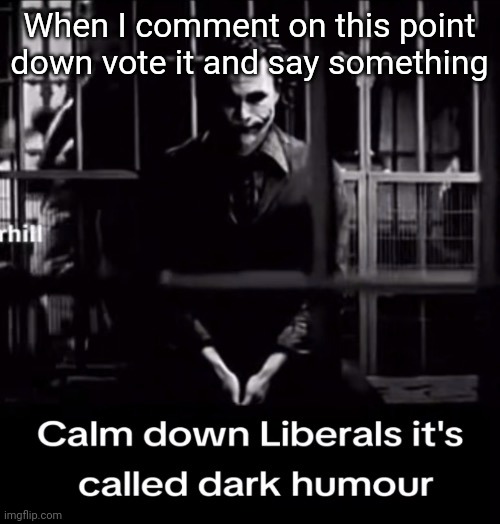 Calm down Liberals | When I comment on this point down vote it and say something | image tagged in calm down liberals | made w/ Imgflip meme maker