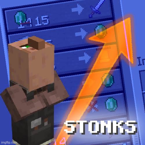 Minecraft Villager Stonks | image tagged in minecraft villager stonks | made w/ Imgflip meme maker