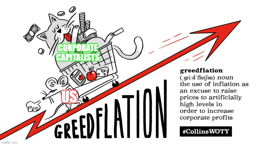 Inflation - Greedflation | CORPORATE
CAPITALISTS; US | image tagged in inflation,greedflation,greed,republicans,maga | made w/ Imgflip meme maker