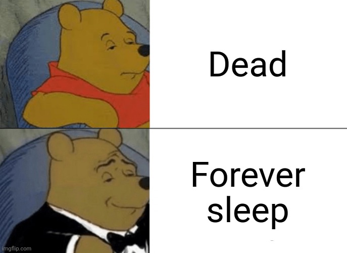 Tuxedo Winnie The Pooh | Dead; Forever sleep | image tagged in memes,tuxedo winnie the pooh | made w/ Imgflip meme maker