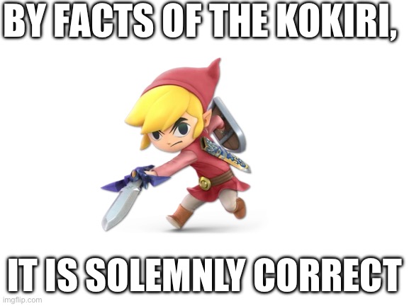 Blank White Template | BY FACTS OF THE KOKIRI, IT IS SOLEMNLY CORRECT | image tagged in blank white template | made w/ Imgflip meme maker