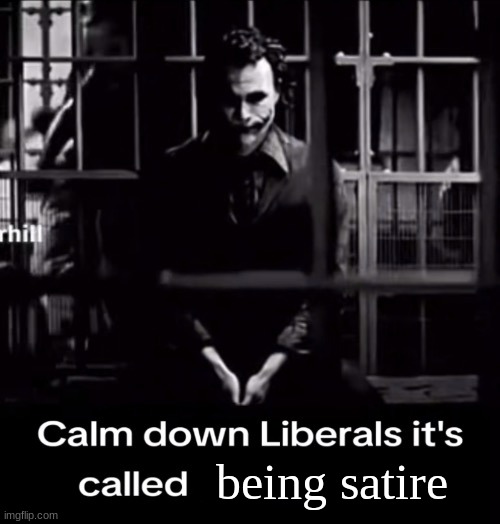 Calm down Liberals | being satire | image tagged in calm down liberals | made w/ Imgflip meme maker