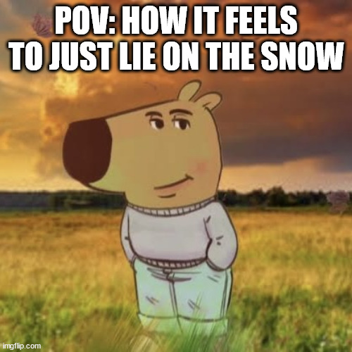 chill multiplied by chill | POV: HOW IT FEELS TO JUST LIE ON THE SNOW | image tagged in chill guy,double chill,relatable,relatable memes,philyakotgames,tm | made w/ Imgflip meme maker