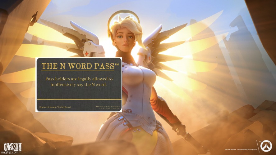 first three people to comment get a pass | image tagged in mercy | made w/ Imgflip meme maker