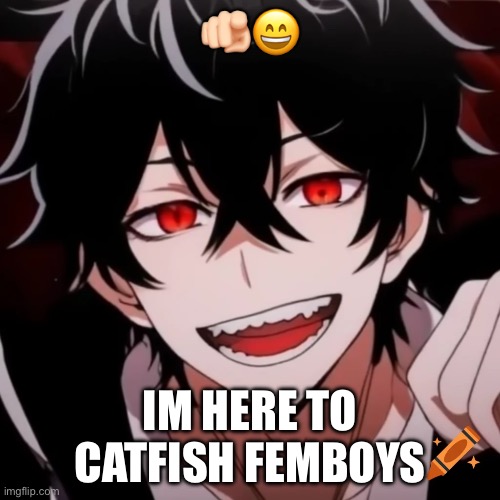 Yes | 🫵🏻😄; IM HERE TO CATFISH FEMBOYS | image tagged in yes | made w/ Imgflip meme maker