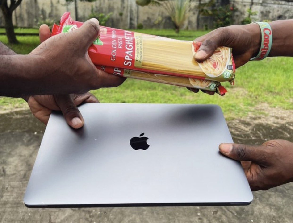 High Quality Macbook trade with spaghetti Blank Meme Template