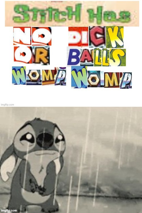 Stitch has no dick or balls womp womp | image tagged in stitch has no dick or balls womp womp | made w/ Imgflip meme maker