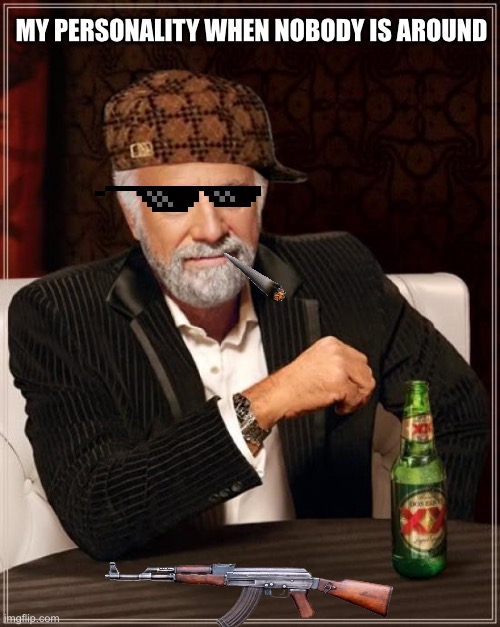 The Most Interesting Man In The World | MY PERSONALITY WHEN NOBODY IS AROUND | image tagged in memes,the most interesting man in the world | made w/ Imgflip meme maker