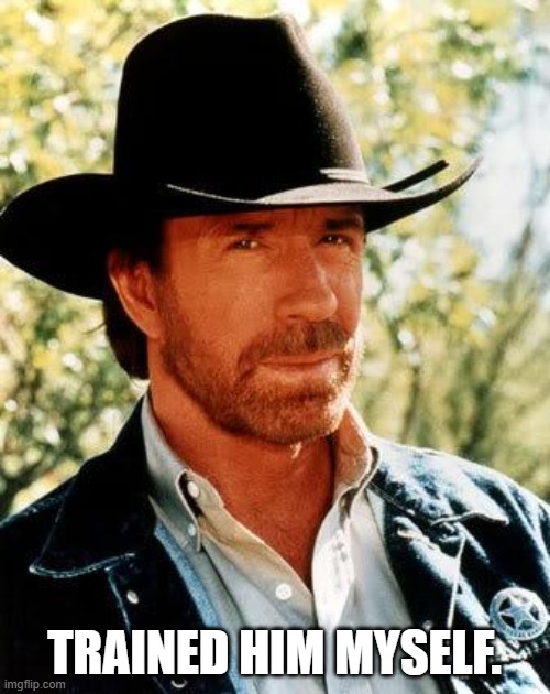 Chuck Norris Meme | TRAINED HIM MYSELF. | image tagged in memes,chuck norris | made w/ Imgflip meme maker