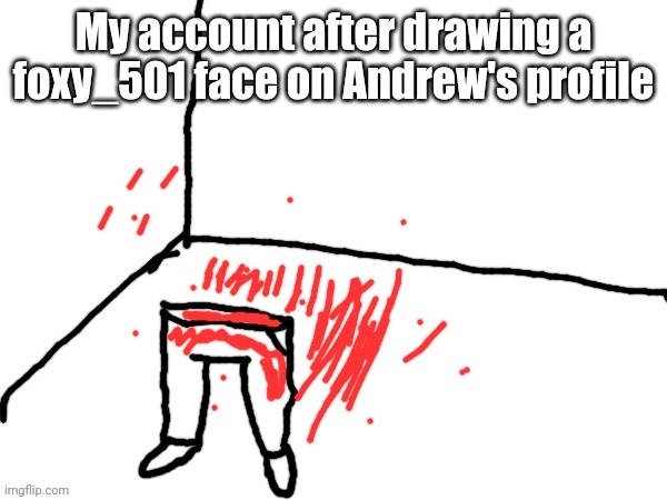 My account after drawing a foxy_501 face on Andrew's profile | image tagged in msmg | made w/ Imgflip meme maker