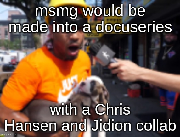 bingbong | msmg would be made into a docuseries; with a Chris Hansen and Jidion collab | image tagged in bingbong | made w/ Imgflip meme maker