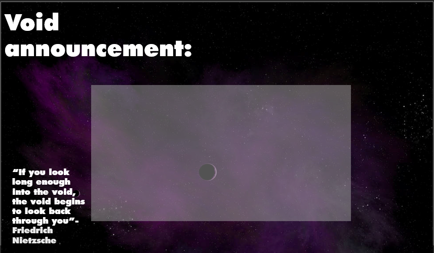 High Quality .Void. announcement temp Blank Meme Template