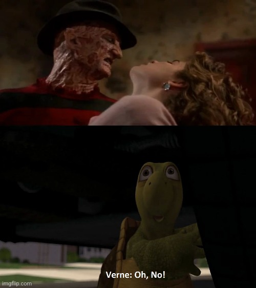 Verne's Reaction to Nancy Thompson's Death | image tagged in nightmare on elm street,dreamworks,over the hedge | made w/ Imgflip meme maker