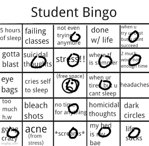 oh! | image tagged in student bingo | made w/ Imgflip meme maker