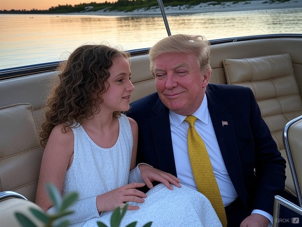 Donald Trump girl sunset island boat JPP Blank Meme Template