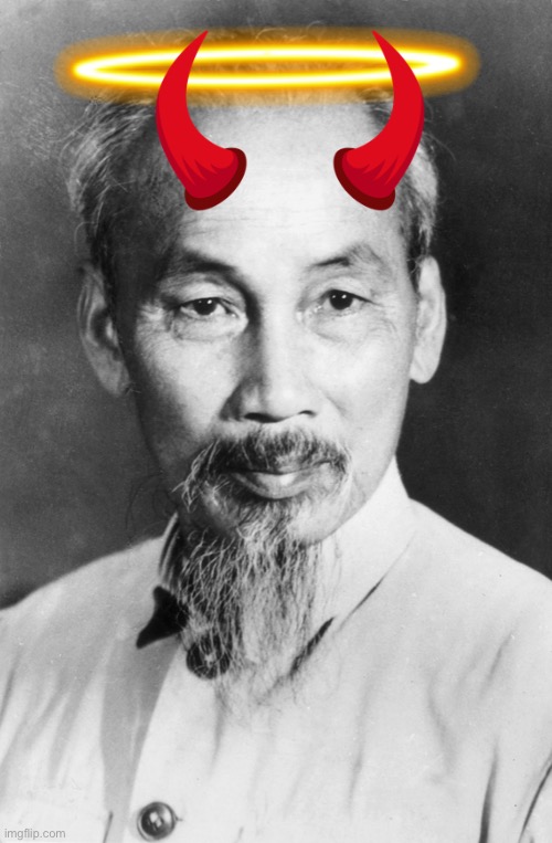 Ho Chi Minh devil/angel | image tagged in ho chi minh | made w/ Imgflip meme maker