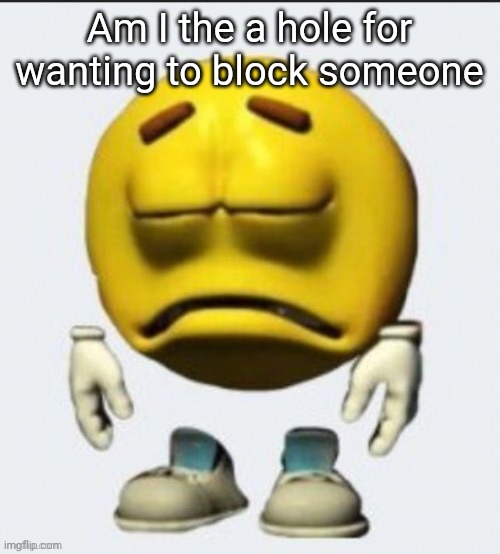 Sad emoji | Am I the a hole for wanting to block someone | image tagged in sad emoji | made w/ Imgflip meme maker